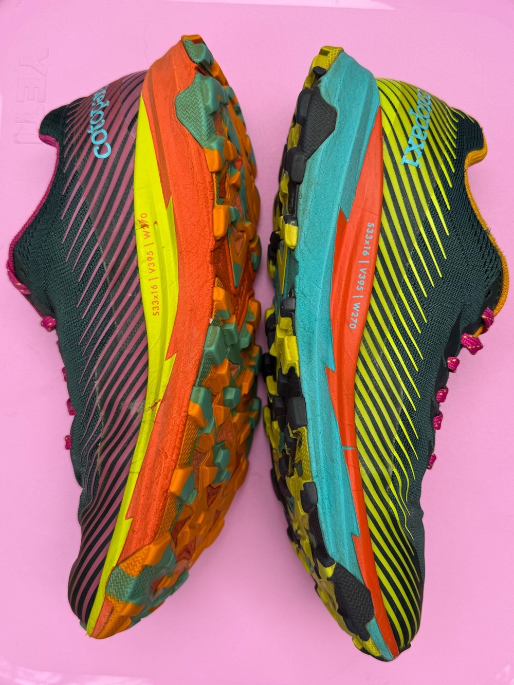 7.5 Hoka Cotopaxi Gray Pink Orange Trail Running Shoes - Picture 2 of 8